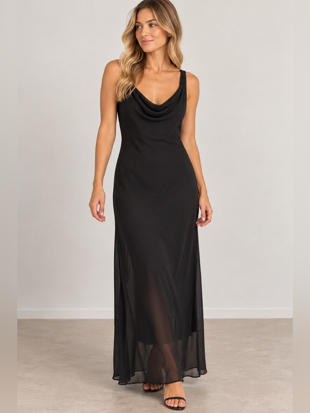 NWT Abercrombie Black Cowl Neck Maxi Dress Medium Tall
